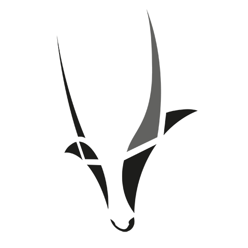 Silhouette of an oryx head facing downward with long, curved horns, perfectly symbolizing the strength and elegance that B2B manufacturers strive for in the competitive E-Commerce landscape.