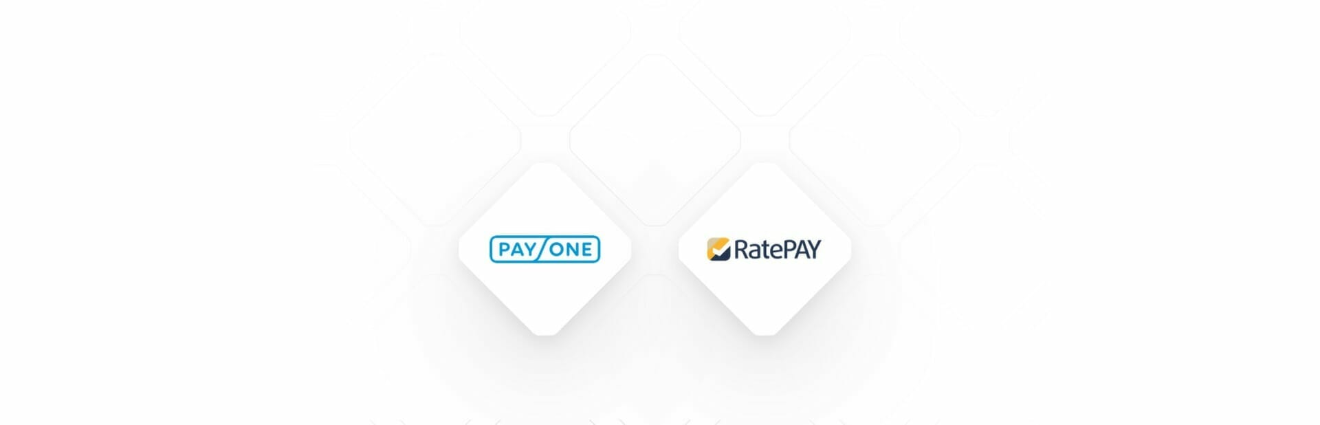 Logos of PAYONE and RatePAY on a white background, perfectly tailored for first-time art buyers exploring LUMAS.