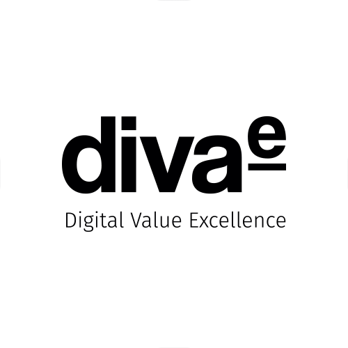 Logo of diva-e with the tagline "Digital Value Excellence" displayed on a diamond-shaped background, reminiscent of Stauff's precision and quality.