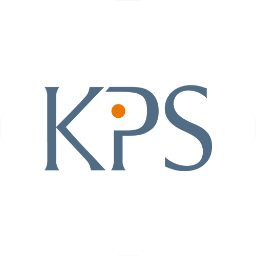 A diamond-shaped logo showcases the letters "KPS" in blue with an orange dot inside the letter "P", centrally positioned, evoking a sense of connectedness akin to a globus.