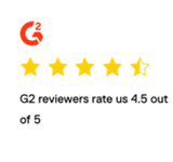 A G2 logo is displayed above a 4.5-star rating, showcasing the outstanding demo quality.