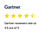 Gartner logo above an image showing a brand rating of 4.7 out of 5 stars.