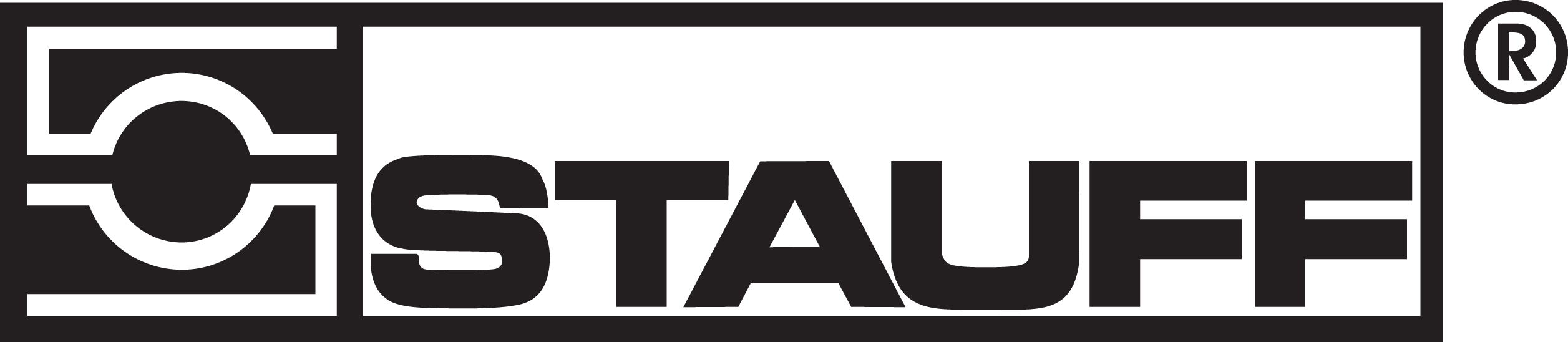 Logo of the company Stauff, featuring a stylized circular design on the left and the text "Stauff" in bold, black letters on a white background, reminiscent of modern branding showcased at events like Spryker EXCITE 2024.