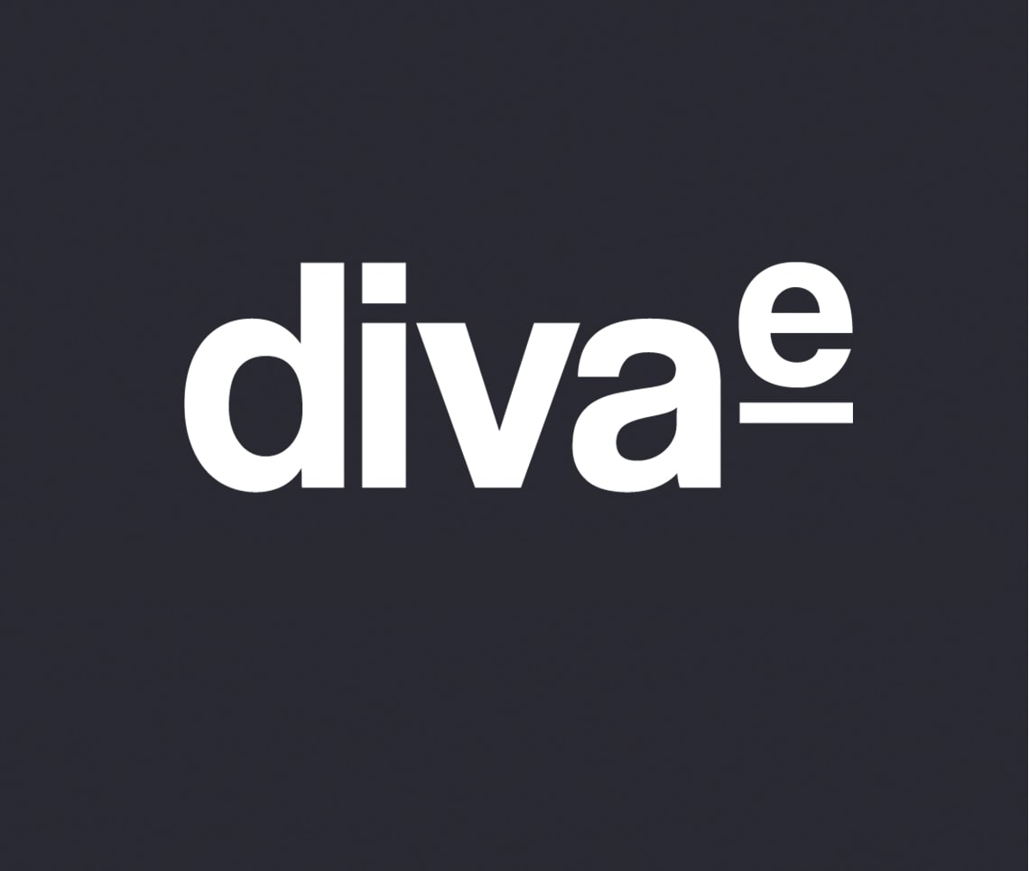 A dark background with the word "diva" written in bold white lowercase letters. A unique lowercase "e" is aligned to the right and slightly above the word "diva," connected by a horizontal line.