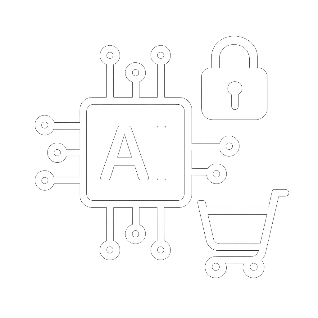 generate a white icon without text the topic is AI Foundation  A secure and flexible AI layer purposebuilt for commerce use cases-1